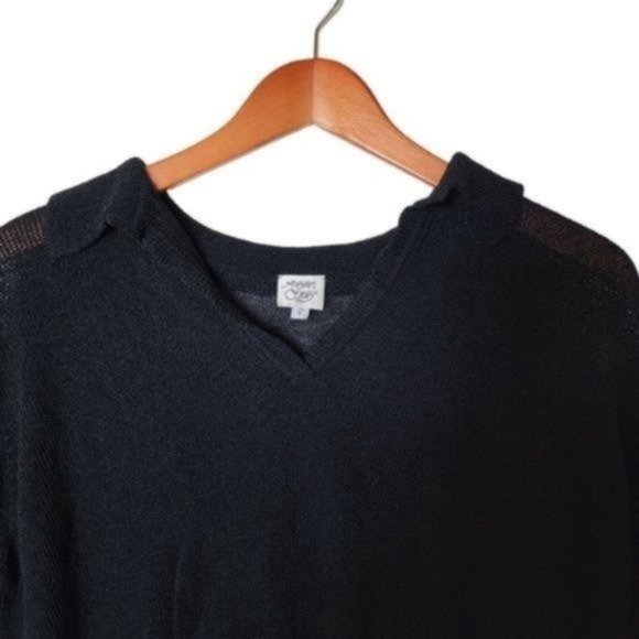Margaret O'Leary Pullover Sweater Black Collar Viscose Knit Tunic size 2 - Picture 5 of 10